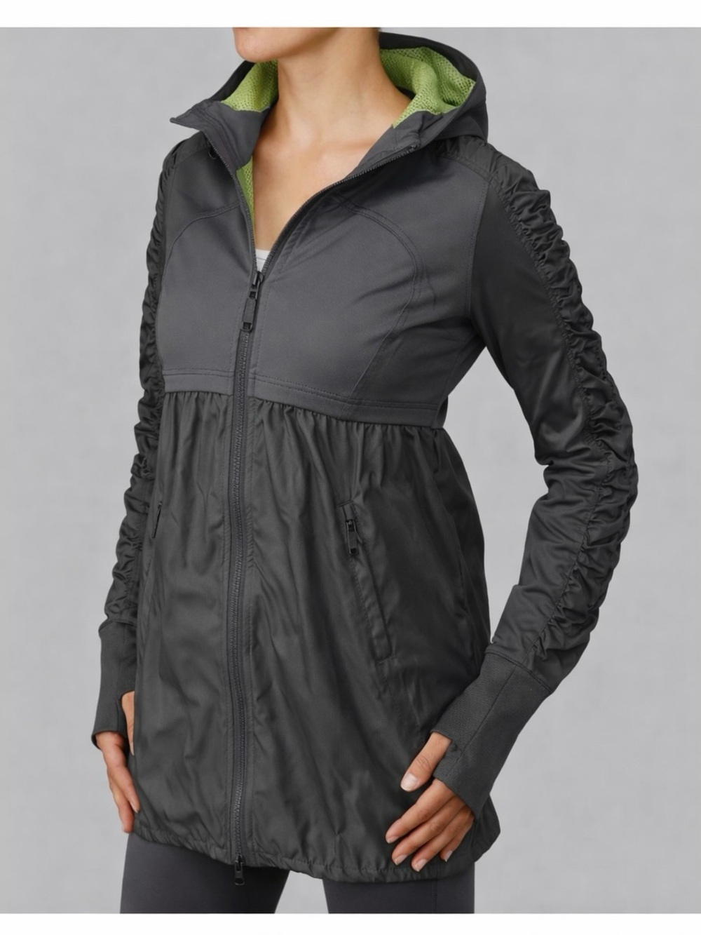 Lululemon Super Tracker Hooded Performance Jacket Gray / Lime 12